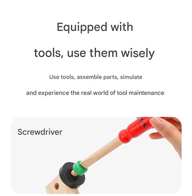 Safe wooden tool kit for creative building