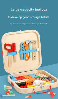 Realistic wooden toy tools for imaginative play