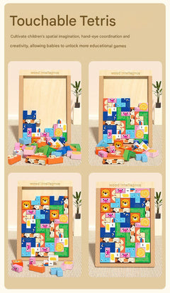 Vivid colours of wooden Tetris puzzle