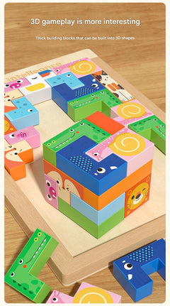 Children's Wooden Tetris Blocks 3D Puzzle 1