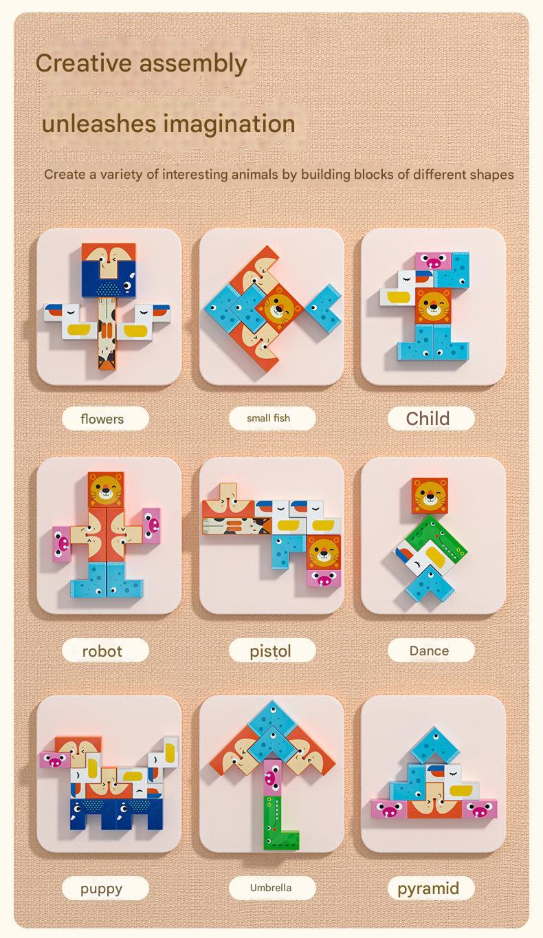 Children's Wooden Tetris Blocks 3D Puzzle 2