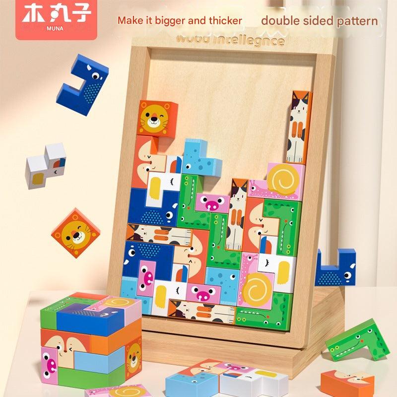 Children's Wooden Tetris Blocks 3D Puzzle 2