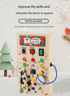 Toys surrounding the Interactive Busy Board