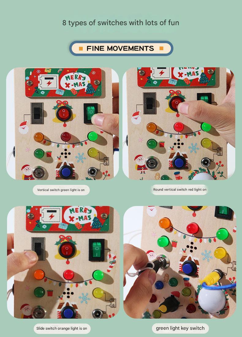 Child engaging with Educational Wooden Busy Board