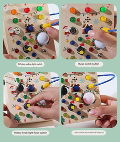 Wooden Busy Board in multi-colour display