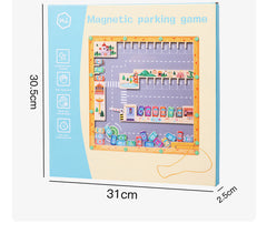 Kids learning letters through magnetic maze play