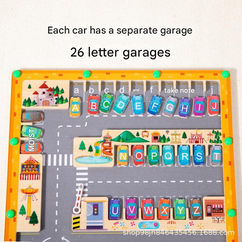 Child playing with Magnetic Letter Matching Maze