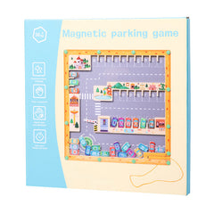 Wooden maze game showing letters and pieces