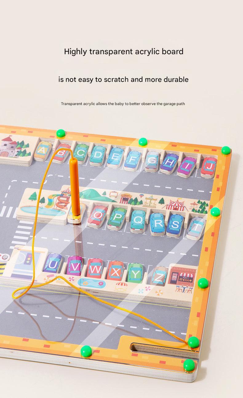 Child engaged with Magnetic Wooden Letter game