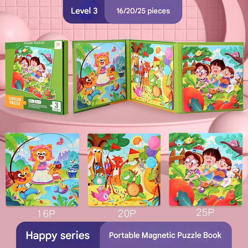 children playing with magnetic puzzle toy