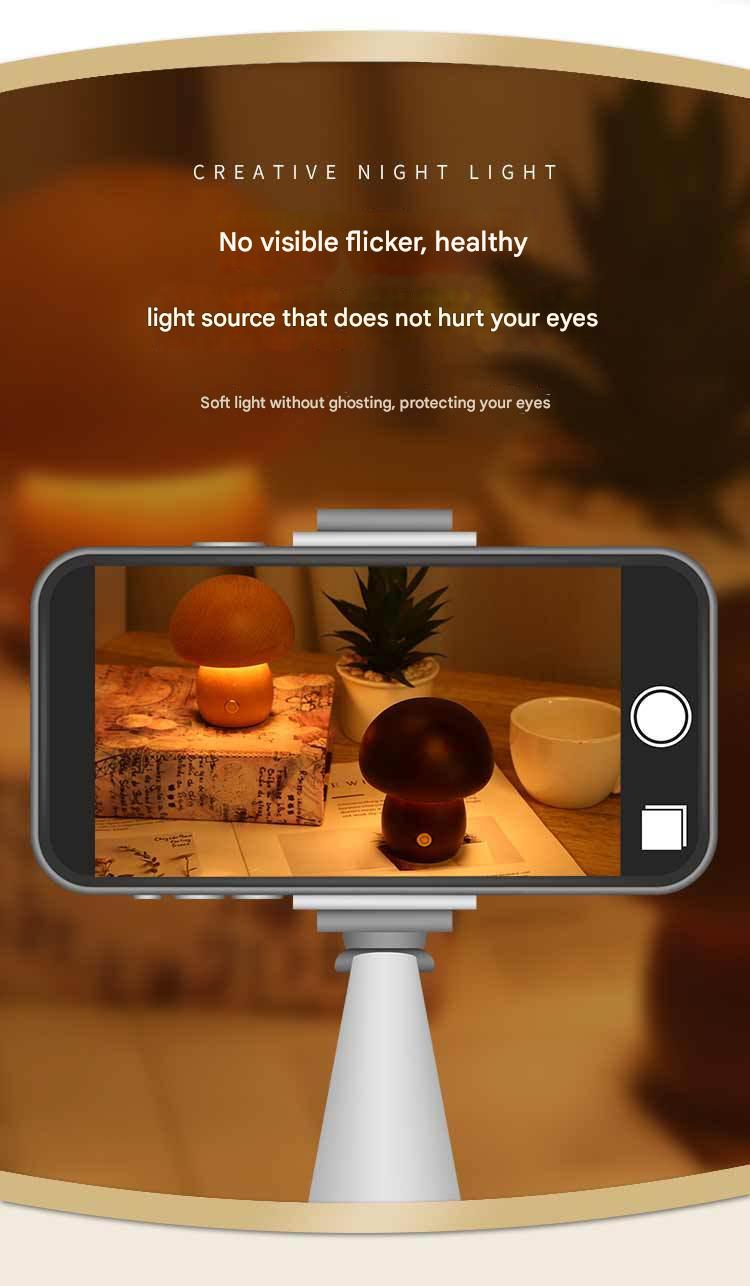 Mushroom night light touch sensor in warm white glow