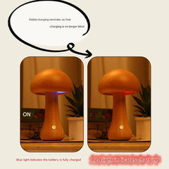 Decorative mushroom lamp on a bedside table