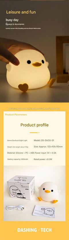 Silicone Duck Night Light - Side Angle
