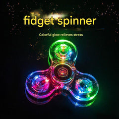 Fidget spinner rotating with colourful lights