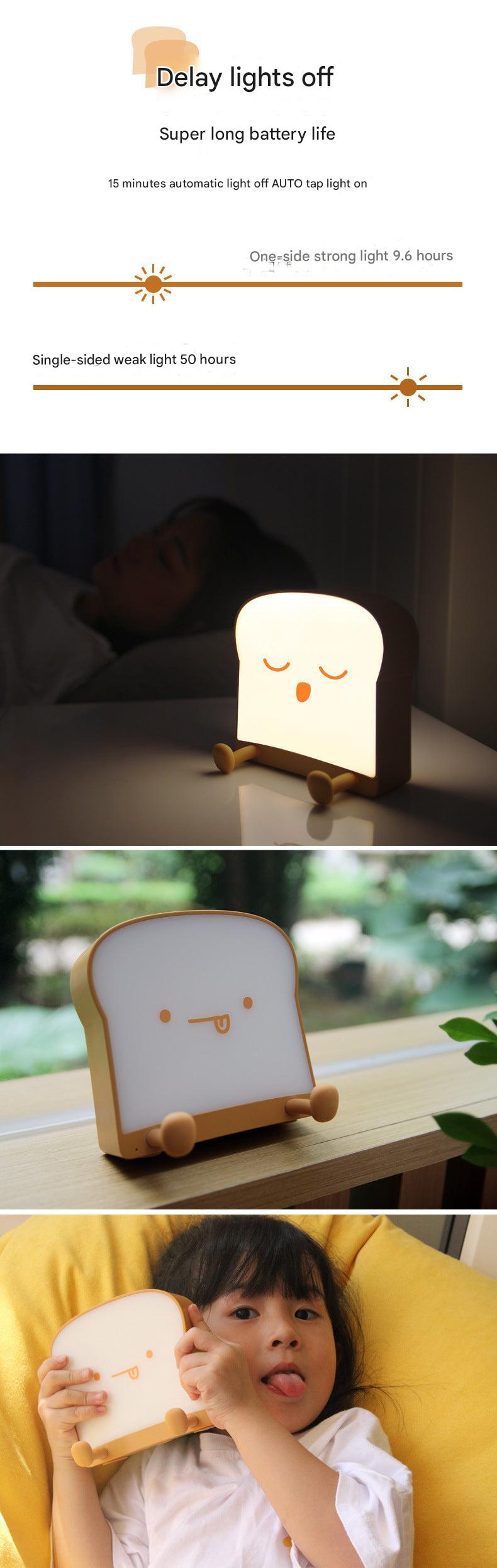 Cute Toast Bread Night Light illuminating a bedroom