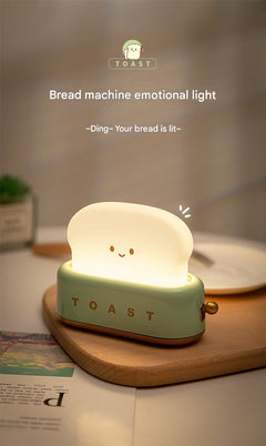 Cute Toast Bread Night Light on bedside table