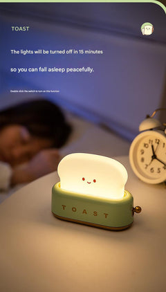 LED light feature of the Cute Toast Bread Night Light