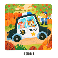 Children engaging with Cartoon Animal Wooden Puzzle