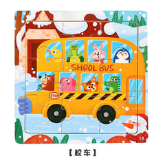Cartoon animals displayed on wooden puzzle
