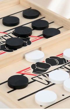 Close-up of vibrant assorted pucks in catapult game