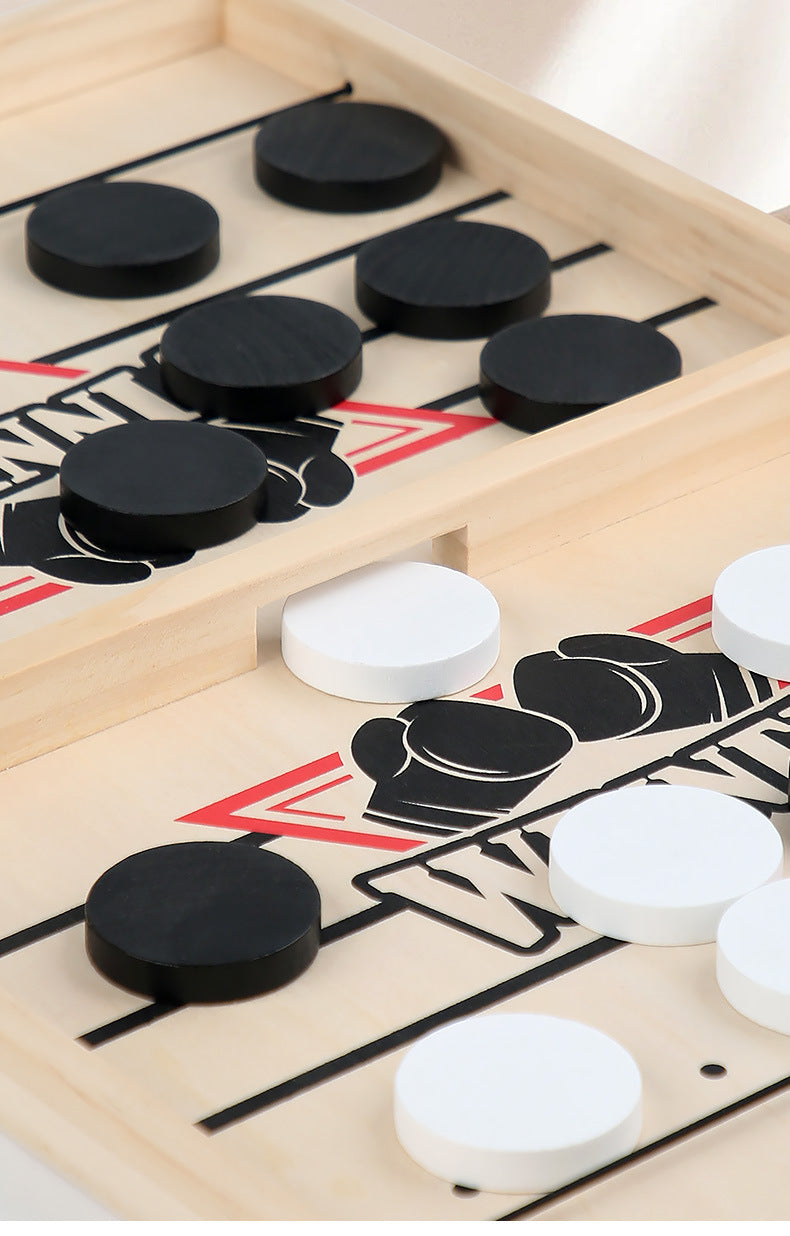 Close-up of vibrant assorted pucks in catapult game