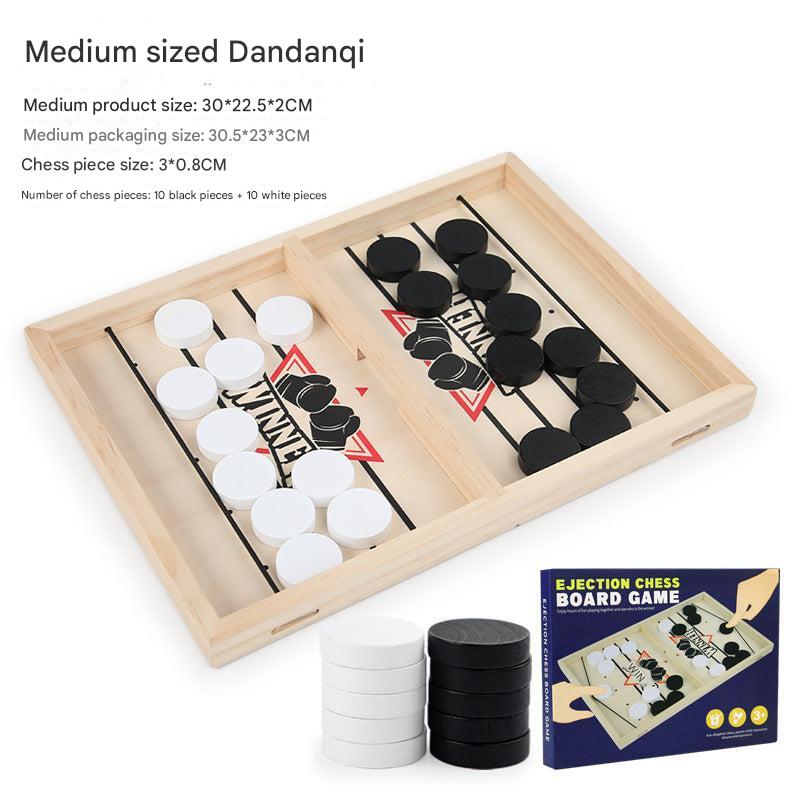 Interactive chess game with fast-sliding pucks