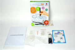 Kids making art with stencil rulers