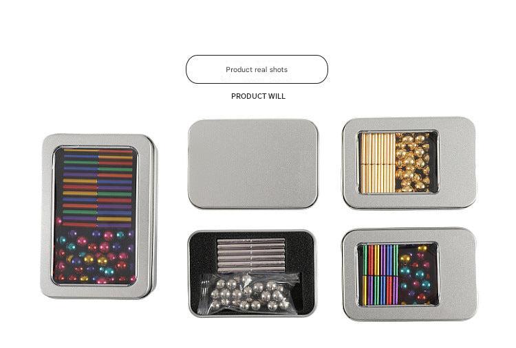 Different colours of magnetic building sticks and balls image 10
