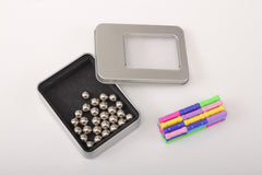 Different colours of magnetic building sticks and balls image 10