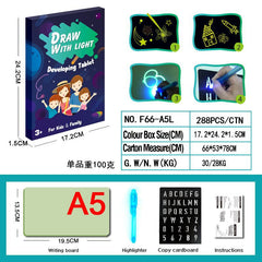 Educational drawing board with glowing effects