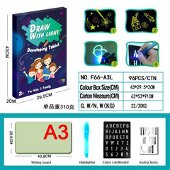 Portable glow drawing board in a travel setting