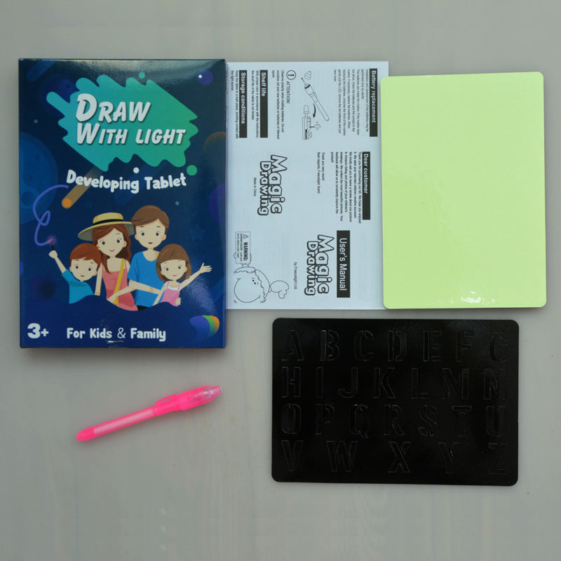 Close-up of luminous glow drawing board illustrated art