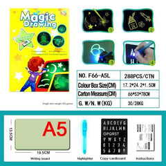 Interactive glow drawing board with vibrant colours