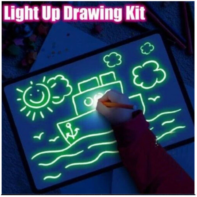 Interactive glow drawing board with vibrant colours