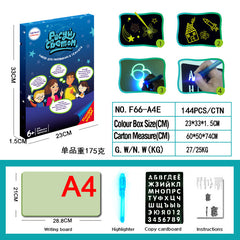 Portable glow drawing board in a travel setting