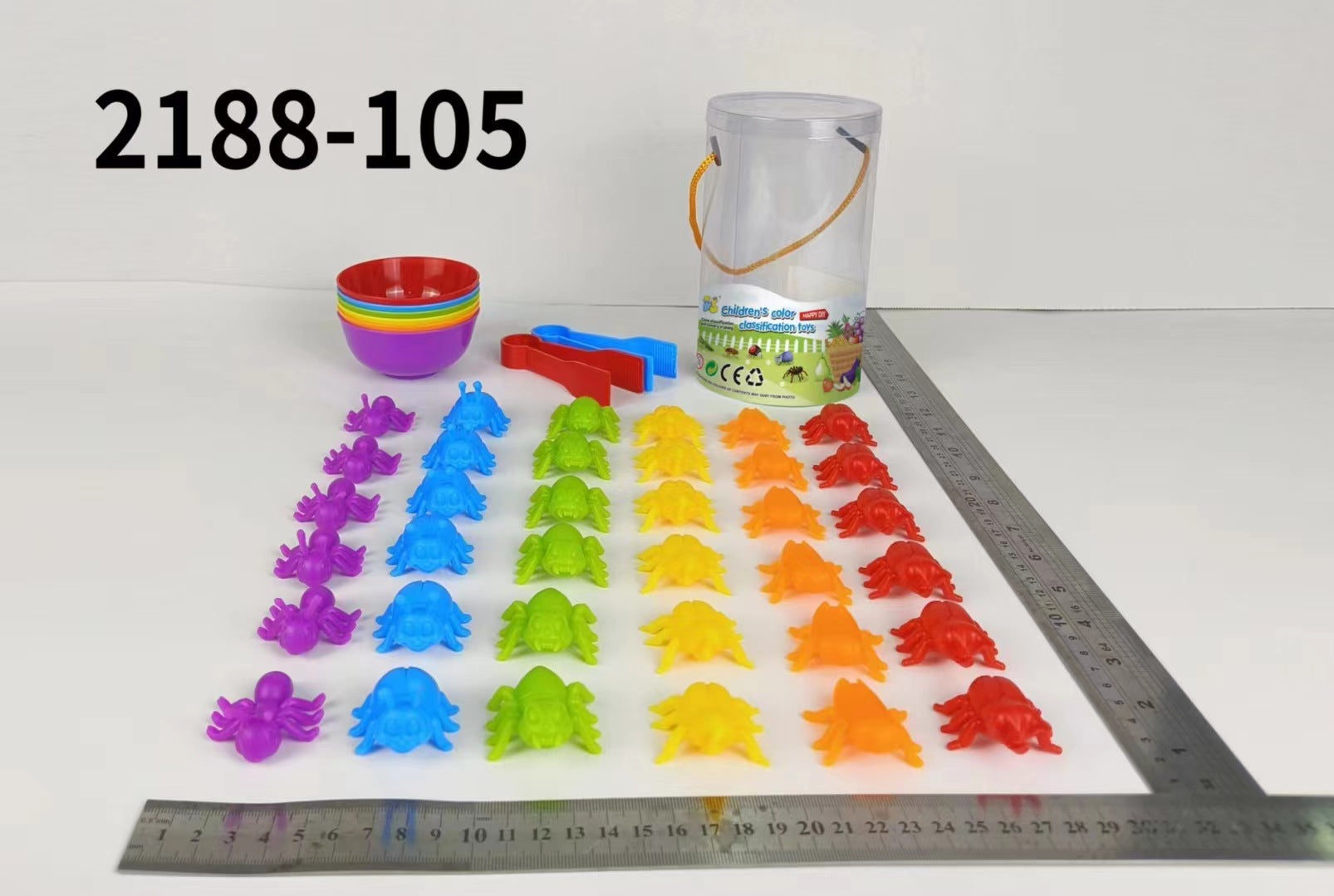 Close-up of silicone rainbow numbers and shapes