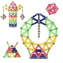Child creating structure with Magnetic Building Blocks
