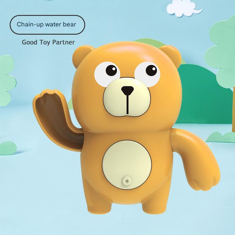 Cartoon animal bath toy swimming in a bathtub