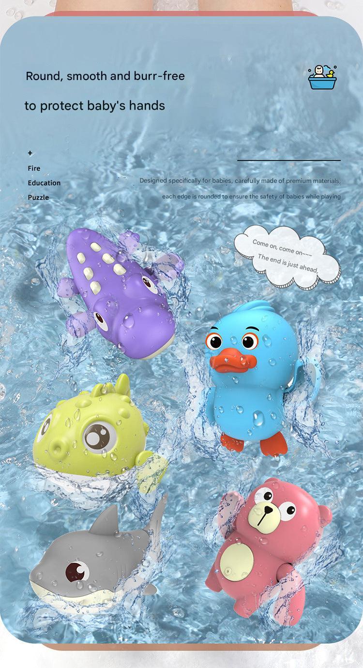 Animal-shaped wind-up bath toy for infants