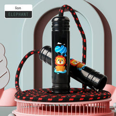 Jump rope showing adjustable length feature
