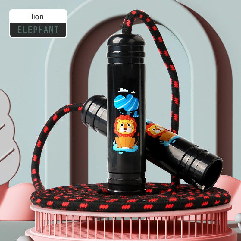 Jump rope showing adjustable length feature