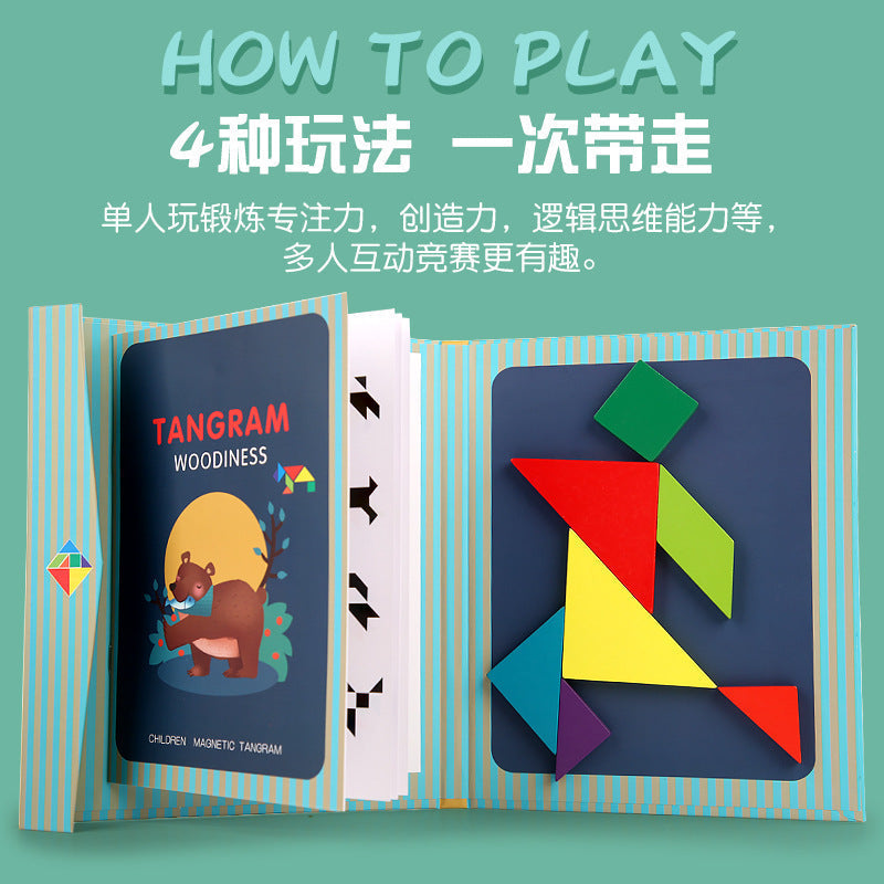 Children playing with Magnetic Tangram Puzzle Toy