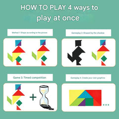 Close-up of colourful magnetic tangram pieces