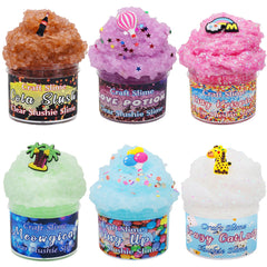 Close-up of crystal mud globs in various colours