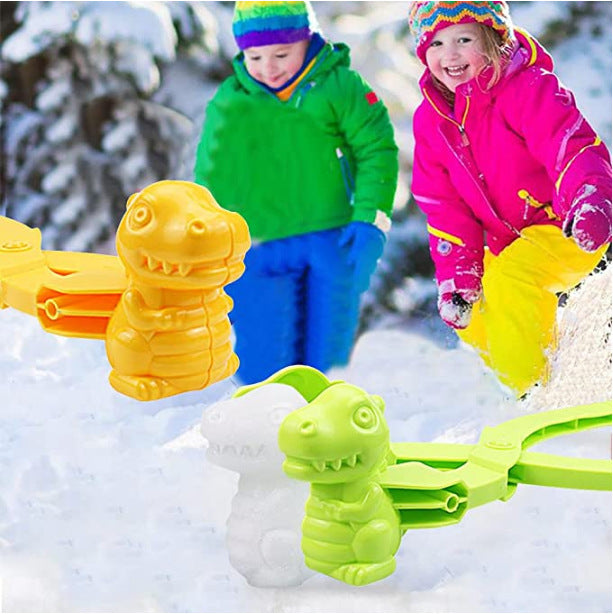 Children having fun with Dinosaur Snowball Maker