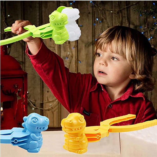 Group of kids playing with Dinosaur Snowball Maker
