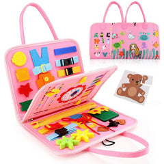 Felt learning toy for dressing skills in toddlers