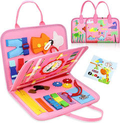Child-safe busy board with laces for preschool use