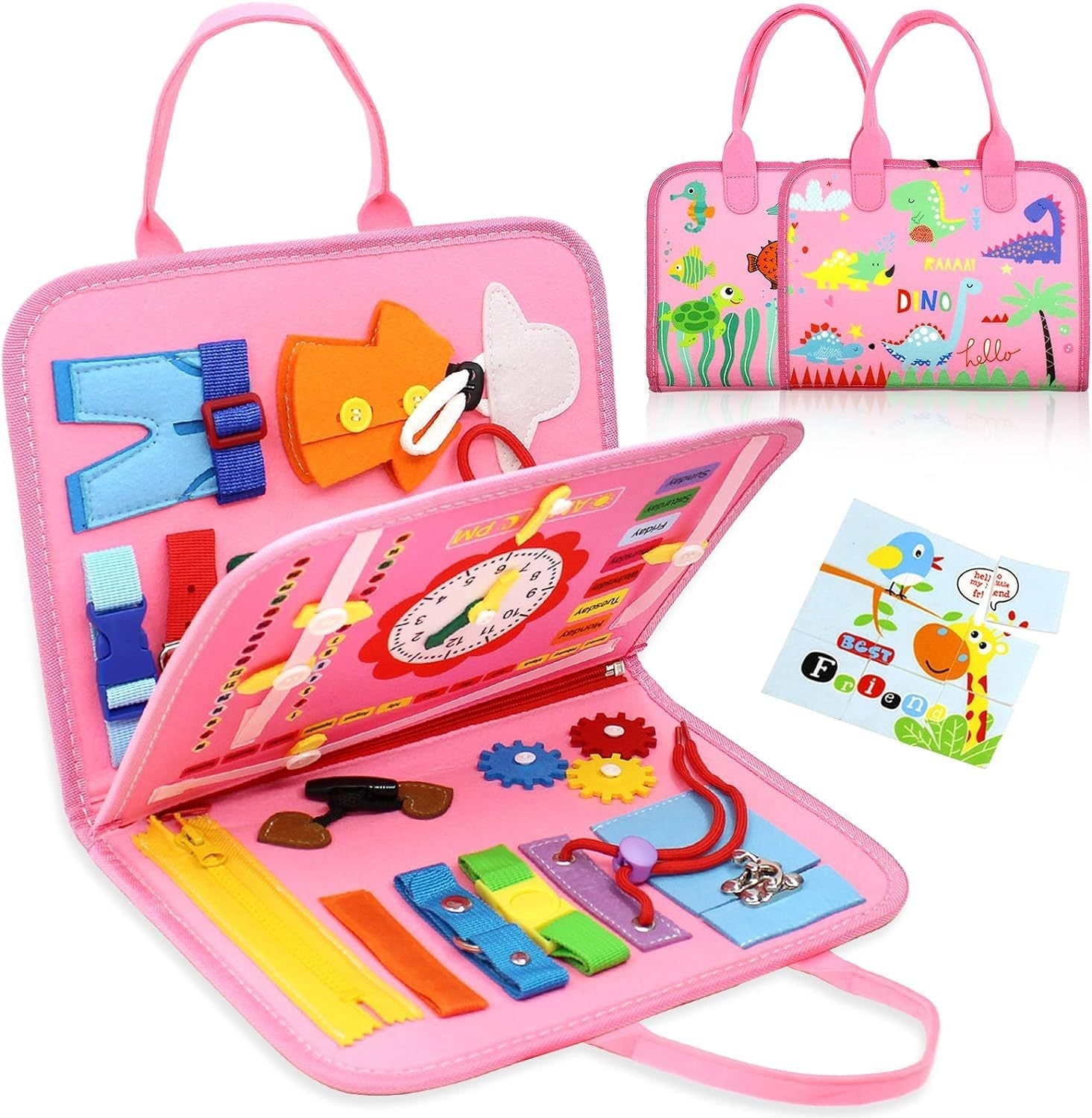 Child-safe busy board with laces for preschool use