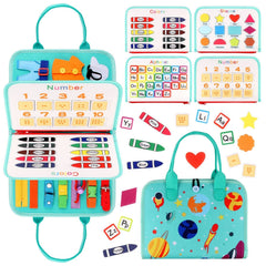 Kids' busy board with interactive features